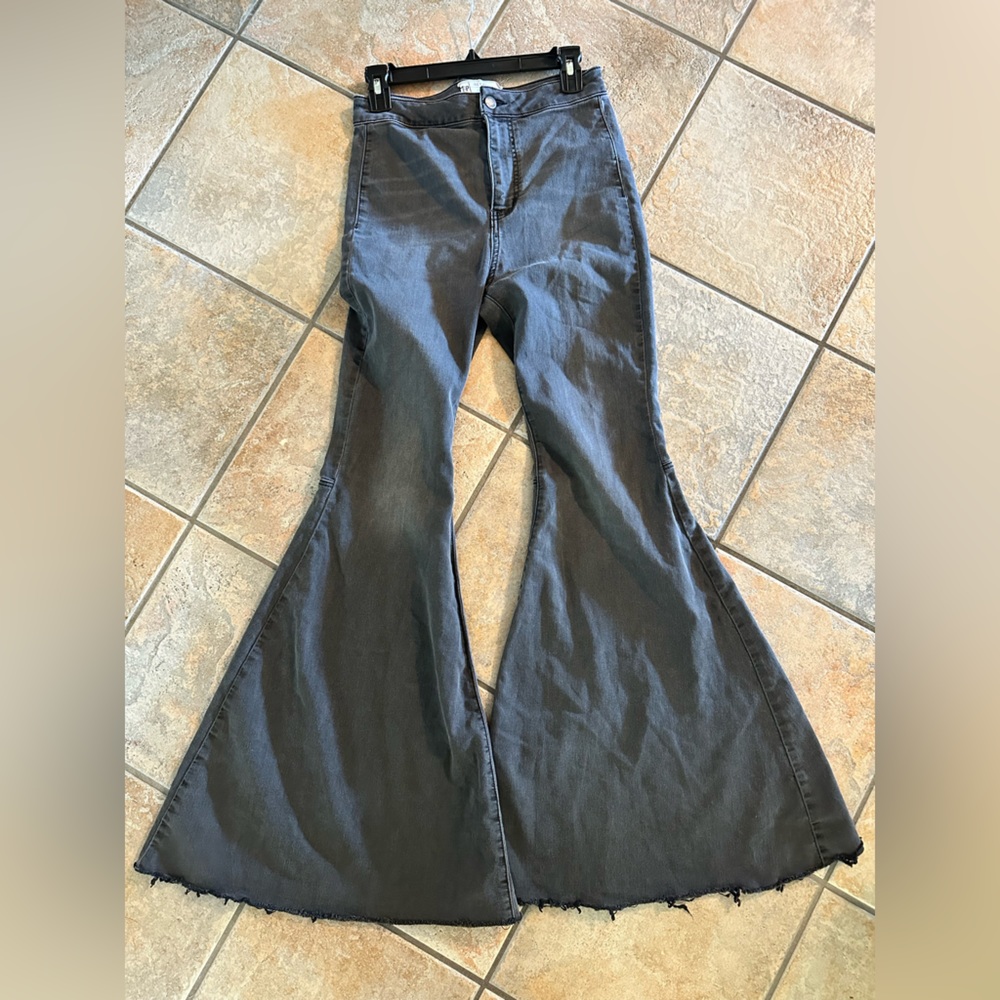 Free People Flare Bell Bottom Gray Jeans